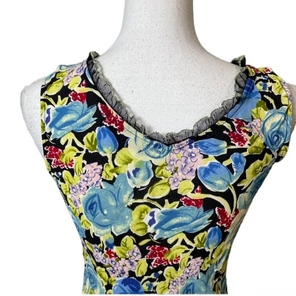 Y2k Dress Womens Medium Twyla Blu Floral Lace Colorful Whimsical 90s Fairy Midi - Picture 4 of 11